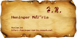 Heninger Mária névjegykártya